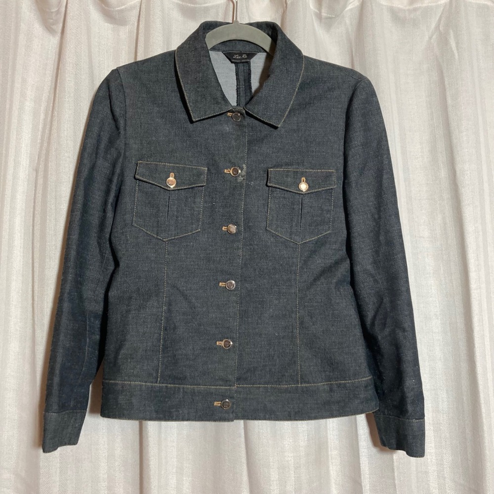 Lee Re Dark Wash Denim Jacket Button Front Chest Pockets Blue S Minimalist